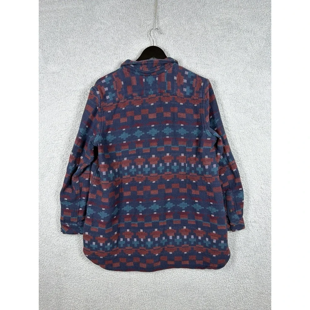 LL Bean Signature Flannel Shirt Aztec Print Chore Button Front Womens XL R - Picture 7 of 7